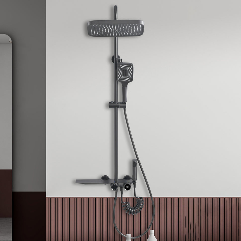Modern Shower Faucet Brass Slide Bar Included Adjustable Shower Head Shower System Clearhalo 'Bathroom Remodel & Bathroom Fixtures' 'Home Improvement' 'home_improvement' 'home_improvement_shower_faucets' 'Shower Faucets & Systems' 'shower_faucets' 'Showers & Bathtubs Plumbing' 'Showers & Bathtubs' 6627413