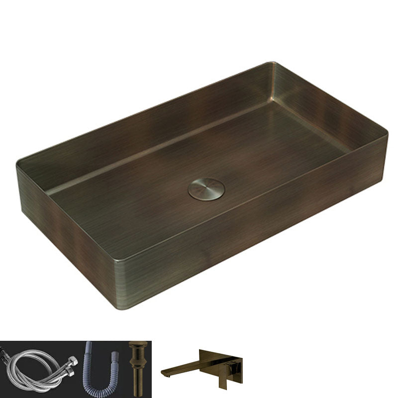 Contemporary Bathroom Sink Metal Rectangular Vessel Bathroom Sink with ...