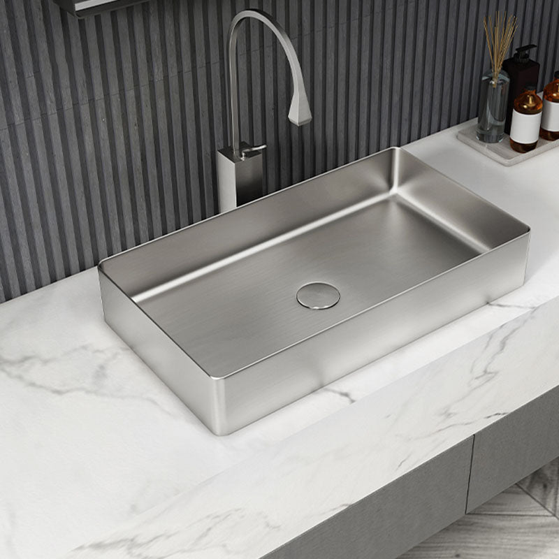 Contemporary Bathroom Sink Metal Rectangular Vessel Bathroom Sink with ...