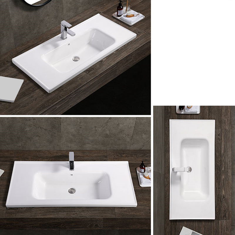 Modern White Bathroom Sink Rectangular Ceramic Bathroom Sink Clearhalo 'Bathroom Remodel & Bathroom Fixtures' 'Bathroom Sinks & Faucet Components' 'Bathroom Sinks' 'bathroom_sink' 'Home Improvement' 'home_improvement' 'home_improvement_bathroom_sink' 6627568