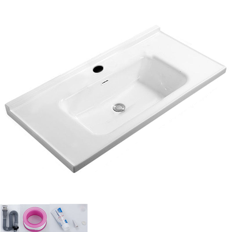 Modern White Bathroom Sink Rectangular Ceramic Bathroom Sink 40"L x 20"W x 5"H Sink Clearhalo 'Bathroom Remodel & Bathroom Fixtures' 'Bathroom Sinks & Faucet Components' 'Bathroom Sinks' 'bathroom_sink' 'Home Improvement' 'home_improvement' 'home_improvement_bathroom_sink' 6627593