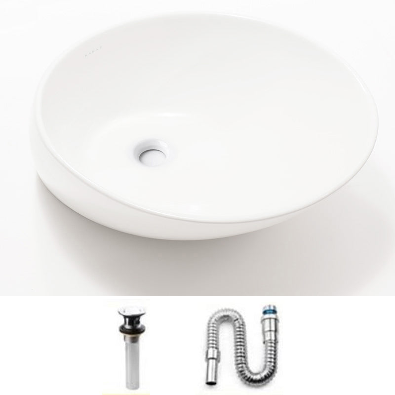 Modern Vessel Bathroom Sink Porcelain Oval with Faucet Vessel Sink Sink with Drainage Components Clearhalo 'Bathroom Remodel & Bathroom Fixtures' 'Bathroom Sinks & Faucet Components' 'Bathroom Sinks' 'bathroom_sink' 'Home Improvement' 'home_improvement' 'home_improvement_bathroom_sink' 6627613