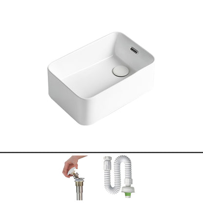 Modern Bathroom Sink Porcelain Solid Color Rectangular Vessel Bathroom Sink 18"L x 13"W x 6"H Sink Clearhalo 'Bathroom Remodel & Bathroom Fixtures' 'Bathroom Sinks & Faucet Components' 'Bathroom Sinks' 'bathroom_sink' 'Home Improvement' 'home_improvement' 'home_improvement_bathroom_sink' 6627647