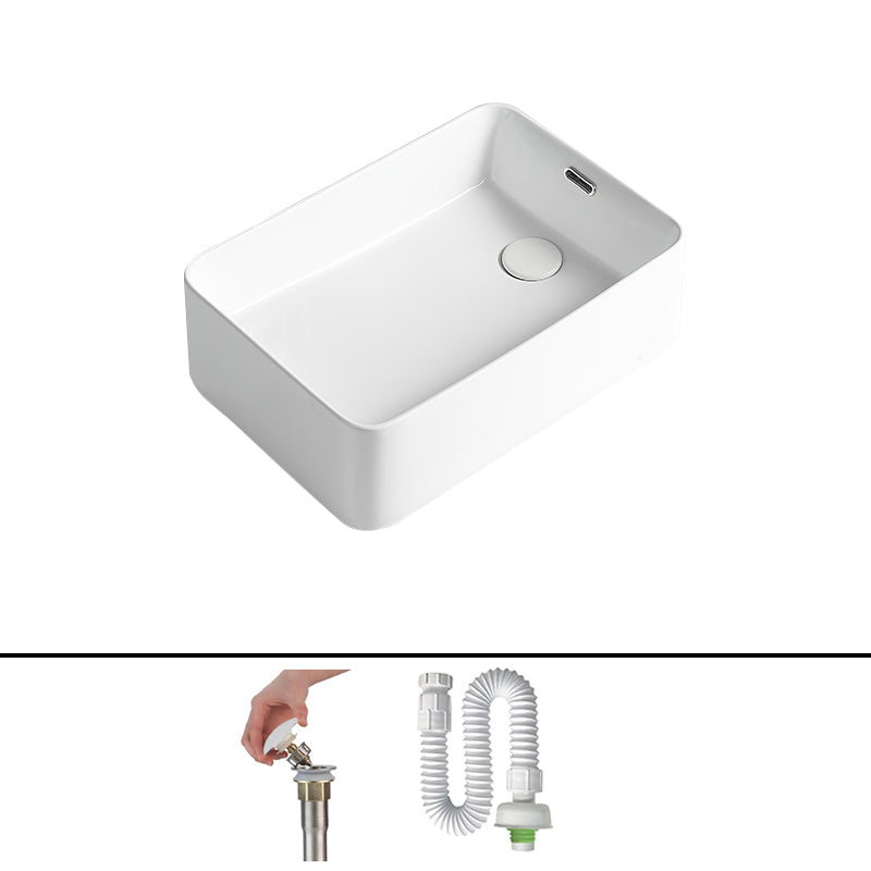 Modern Bathroom Sink Porcelain Solid Color Rectangular Vessel Bathroom Sink 20"L x 13"W x 6"H Sink Clearhalo 'Bathroom Remodel & Bathroom Fixtures' 'Bathroom Sinks & Faucet Components' 'Bathroom Sinks' 'bathroom_sink' 'Home Improvement' 'home_improvement' 'home_improvement_bathroom_sink' 6627650