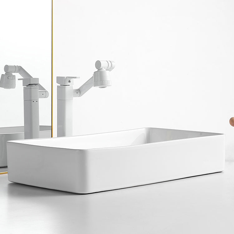 Modern Bathroom Sink Porcelain Solid Color Rectangular Vessel Bathroom Sink Clearhalo 'Bathroom Remodel & Bathroom Fixtures' 'Bathroom Sinks & Faucet Components' 'Bathroom Sinks' 'bathroom_sink' 'Home Improvement' 'home_improvement' 'home_improvement_bathroom_sink' 6627652