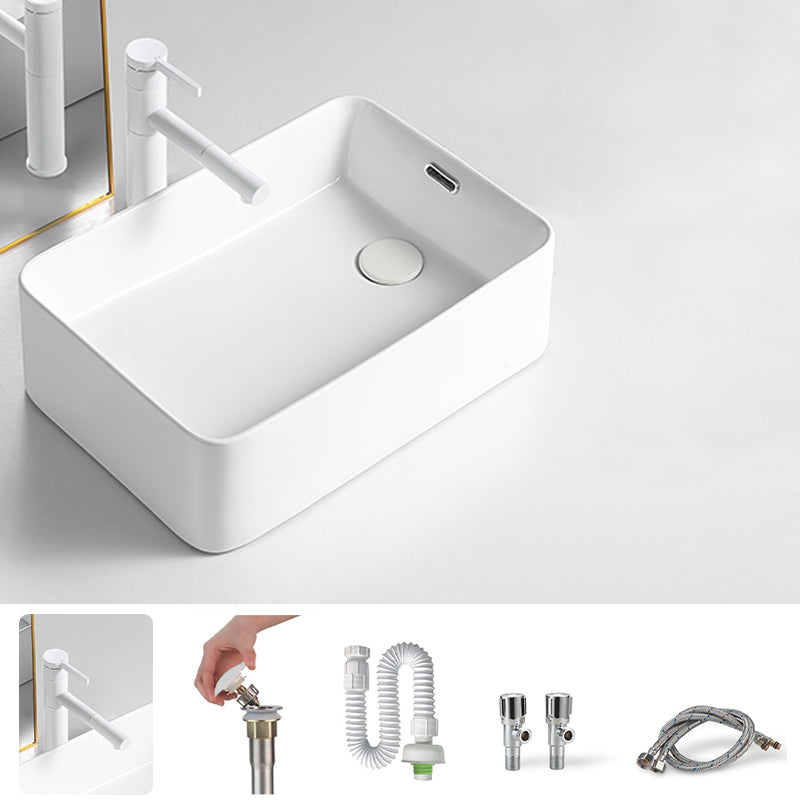 Modern Bathroom Sink Porcelain Solid Color Rectangular Vessel Bathroom Sink 26"L x 13"W x 6"H Sink with Faucet Clearhalo 'Bathroom Remodel & Bathroom Fixtures' 'Bathroom Sinks & Faucet Components' 'Bathroom Sinks' 'bathroom_sink' 'Home Improvement' 'home_improvement' 'home_improvement_bathroom_sink' 6627656