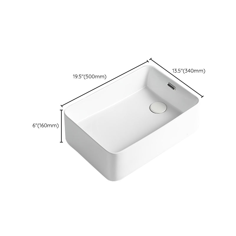 Modern Bathroom Sink Porcelain Solid Color Rectangular Vessel Bathroom Sink Clearhalo 'Bathroom Remodel & Bathroom Fixtures' 'Bathroom Sinks & Faucet Components' 'Bathroom Sinks' 'bathroom_sink' 'Home Improvement' 'home_improvement' 'home_improvement_bathroom_sink' 6627674