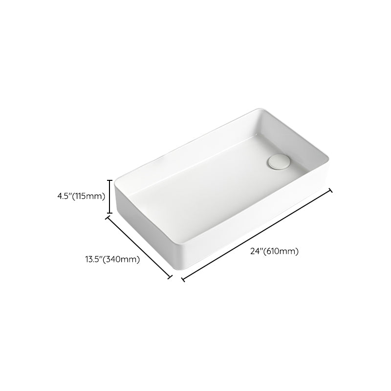 Modern Bathroom Sink Porcelain Solid Color Rectangular Vessel Bathroom Sink Clearhalo 'Bathroom Remodel & Bathroom Fixtures' 'Bathroom Sinks & Faucet Components' 'Bathroom Sinks' 'bathroom_sink' 'Home Improvement' 'home_improvement' 'home_improvement_bathroom_sink' 6627683