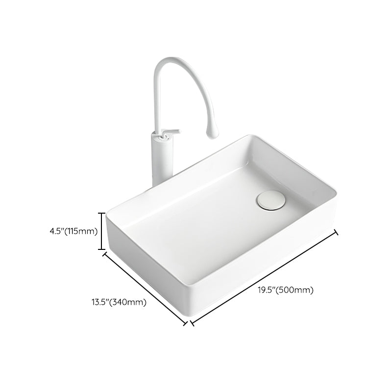 Modern Bathroom Sink Porcelain Solid Color Rectangular Vessel Bathroom Sink Clearhalo 'Bathroom Remodel & Bathroom Fixtures' 'Bathroom Sinks & Faucet Components' 'Bathroom Sinks' 'bathroom_sink' 'Home Improvement' 'home_improvement' 'home_improvement_bathroom_sink' 6627684