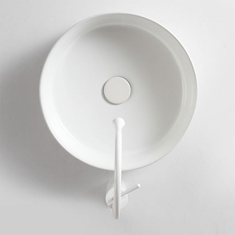 Modern Bathroom Sink Porcelain Round Vessel Sink with Pop-Up Drain Clearhalo 'Bathroom Remodel & Bathroom Fixtures' 'Bathroom Sinks & Faucet Components' 'Bathroom Sinks' 'bathroom_sink' 'Home Improvement' 'home_improvement' 'home_improvement_bathroom_sink' 6627695