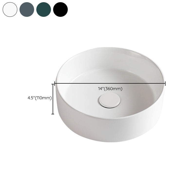 Modern Bathroom Sink Porcelain Round Vessel Sink with Pop-Up Drain Clearhalo 'Bathroom Remodel & Bathroom Fixtures' 'Bathroom Sinks & Faucet Components' 'Bathroom Sinks' 'bathroom_sink' 'Home Improvement' 'home_improvement' 'home_improvement_bathroom_sink' 6627712