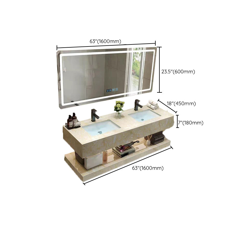 Yellow Stone Bath Vanity Shelving Included Single Sink Wall Mount Vanity Set with Mirror Clearhalo 'Bathroom Remodel & Bathroom Fixtures' 'Bathroom Vanities' 'bathroom_vanities' 'Home Improvement' 'home_improvement' 'home_improvement_bathroom_vanities' 6627744