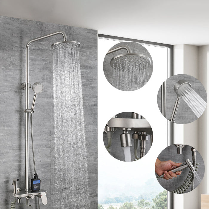 Modern Shower System Stainless Steel Adjustable Shower Head Shower Combo Clearhalo 'Bathroom Remodel & Bathroom Fixtures' 'Home Improvement' 'home_improvement' 'home_improvement_shower_faucets' 'Shower Faucets & Systems' 'shower_faucets' 'Showers & Bathtubs Plumbing' 'Showers & Bathtubs' 6627750