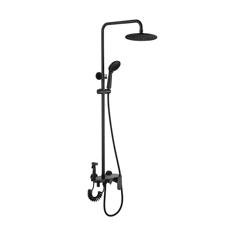 Modern Shower System Stainless Steel Adjustable Shower Head Shower Combo Black Clearhalo 'Bathroom Remodel & Bathroom Fixtures' 'Home Improvement' 'home_improvement' 'home_improvement_shower_faucets' 'Shower Faucets & Systems' 'shower_faucets' 'Showers & Bathtubs Plumbing' 'Showers & Bathtubs' 6627751
