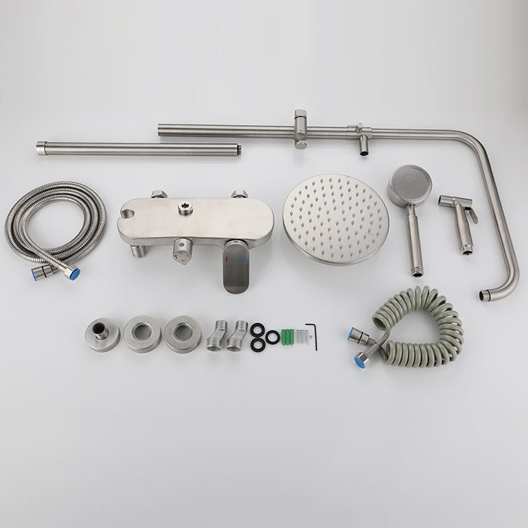 Modern Shower System Stainless Steel Adjustable Shower Head Shower Combo Clearhalo 'Bathroom Remodel & Bathroom Fixtures' 'Home Improvement' 'home_improvement' 'home_improvement_shower_faucets' 'Shower Faucets & Systems' 'shower_faucets' 'Showers & Bathtubs Plumbing' 'Showers & Bathtubs' 6627753