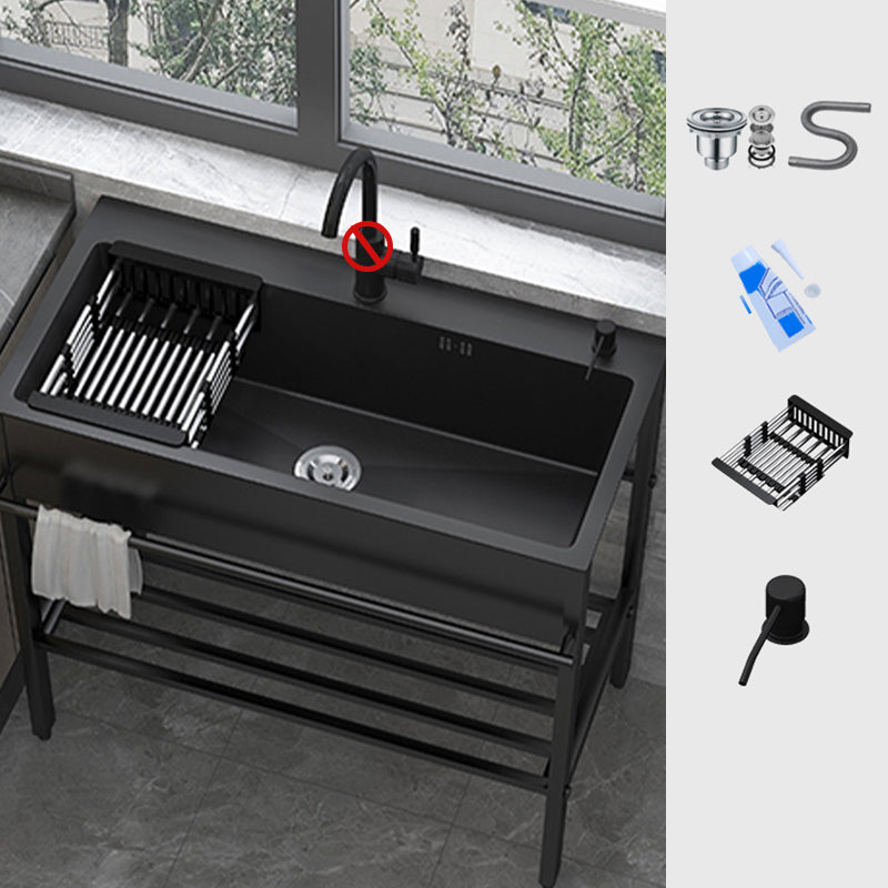 Contemporary Style Kitchen Sink Drop-In Noise-cancelling Design Kitchen Sink with Frame 35"L x 18"W x 34"H Sink Only None Clearhalo 'Home Improvement' 'home_improvement' 'home_improvement_kitchen_sinks' 'Kitchen Remodel & Kitchen Fixtures' 'Kitchen Sinks & Faucet Components' 'Kitchen Sinks' 'kitchen_sinks' 6627774