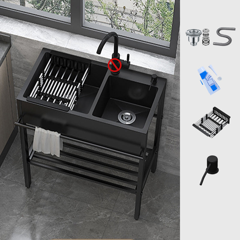 Contemporary Style Kitchen Sink Drop-In Noise-cancelling Design Kitchen Sink with Frame 28"L x 16"W x 34"H Sink Only None Clearhalo 'Home Improvement' 'home_improvement' 'home_improvement_kitchen_sinks' 'Kitchen Remodel & Kitchen Fixtures' 'Kitchen Sinks & Faucet Components' 'Kitchen Sinks' 'kitchen_sinks' 6627778