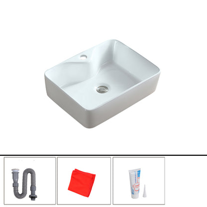 Modern Bathroom Sink Porcelain Rectangular Vessel with Pop-Up Drain 19.1"L x 14.8"W x 5.3"H Sink Clearhalo 'Bathroom Remodel & Bathroom Fixtures' 'Bathroom Sinks & Faucet Components' 'Bathroom Sinks' 'bathroom_sink' 'Home Improvement' 'home_improvement' 'home_improvement_bathroom_sink' 6627811