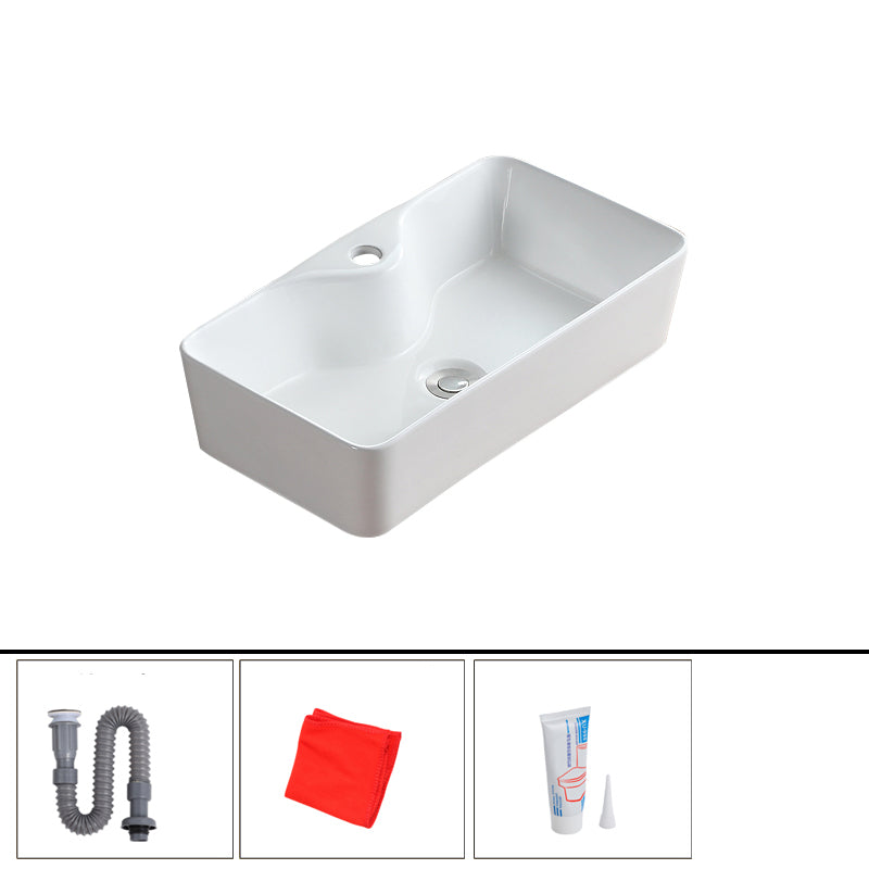 Modern Bathroom Sink Porcelain Rectangular Vessel with Pop-Up Drain 21.7"L x 11.8"W x 5.5"H Sink Clearhalo 'Bathroom Remodel & Bathroom Fixtures' 'Bathroom Sinks & Faucet Components' 'Bathroom Sinks' 'bathroom_sink' 'Home Improvement' 'home_improvement' 'home_improvement_bathroom_sink' 6627814