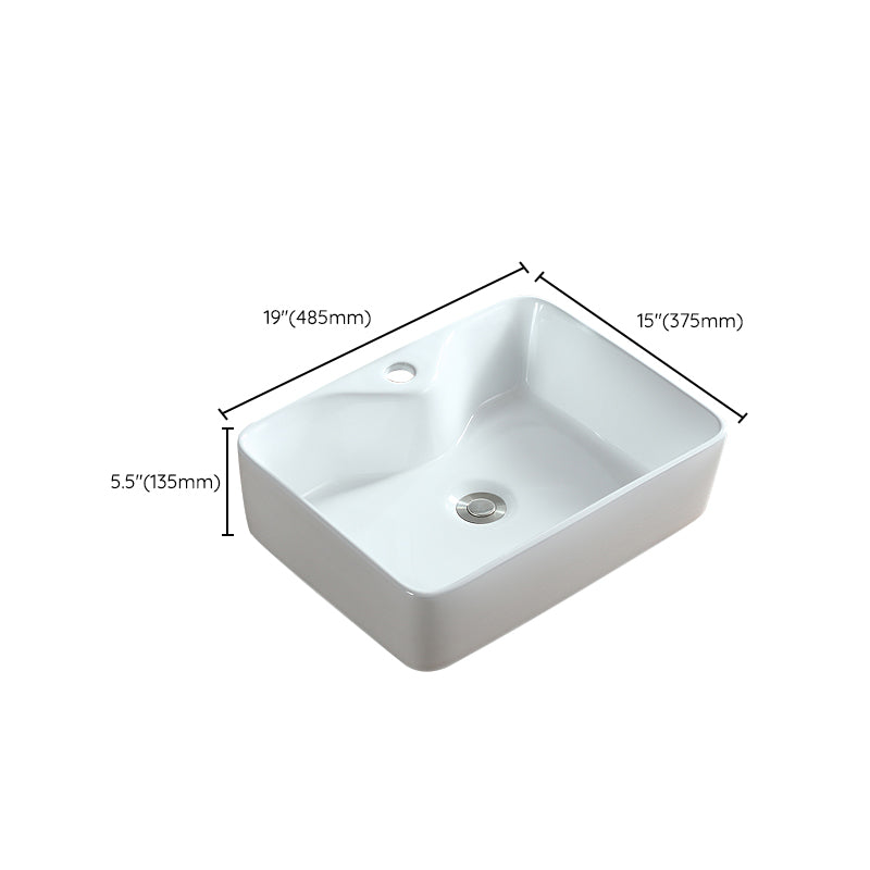 Modern Bathroom Sink Porcelain Rectangular Vessel with Pop-Up Drain Clearhalo 'Bathroom Remodel & Bathroom Fixtures' 'Bathroom Sinks & Faucet Components' 'Bathroom Sinks' 'bathroom_sink' 'Home Improvement' 'home_improvement' 'home_improvement_bathroom_sink' 6627825