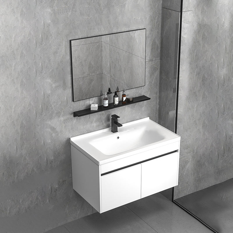 Modern Bathroom Vanity Set Wood Standalone Cabinet and Mirror Space Saver Vanity Vanity & Faucet & Mirrors 31.9"L x 18.9"W x 18.1"H Clearhalo 'Bathroom Remodel & Bathroom Fixtures' 'Bathroom Vanities' 'bathroom_vanities' 'Home Improvement' 'home_improvement' 'home_improvement_bathroom_vanities' 6627878