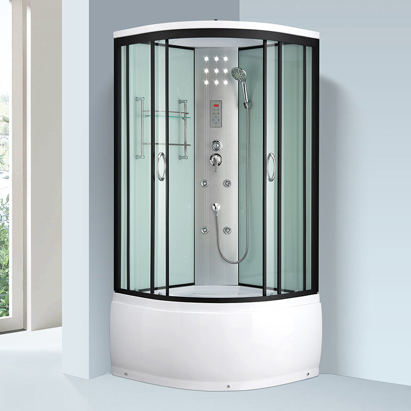 Framed Rounded Shower Stall with Shower Base Tempered Glass Shower Stall Clearhalo 'Bathroom Remodel & Bathroom Fixtures' 'Home Improvement' 'home_improvement' 'home_improvement_shower_stalls_enclosures' 'Shower Stalls & Enclosures' 'shower_stalls_enclosures' 'Showers & Bathtubs' 6627939