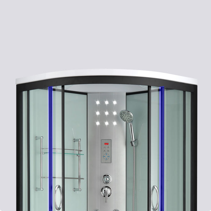 Framed Rounded Shower Stall with Shower Base Tempered Glass Shower Stall Clearhalo 'Bathroom Remodel & Bathroom Fixtures' 'Home Improvement' 'home_improvement' 'home_improvement_shower_stalls_enclosures' 'Shower Stalls & Enclosures' 'shower_stalls_enclosures' 'Showers & Bathtubs' 6627944