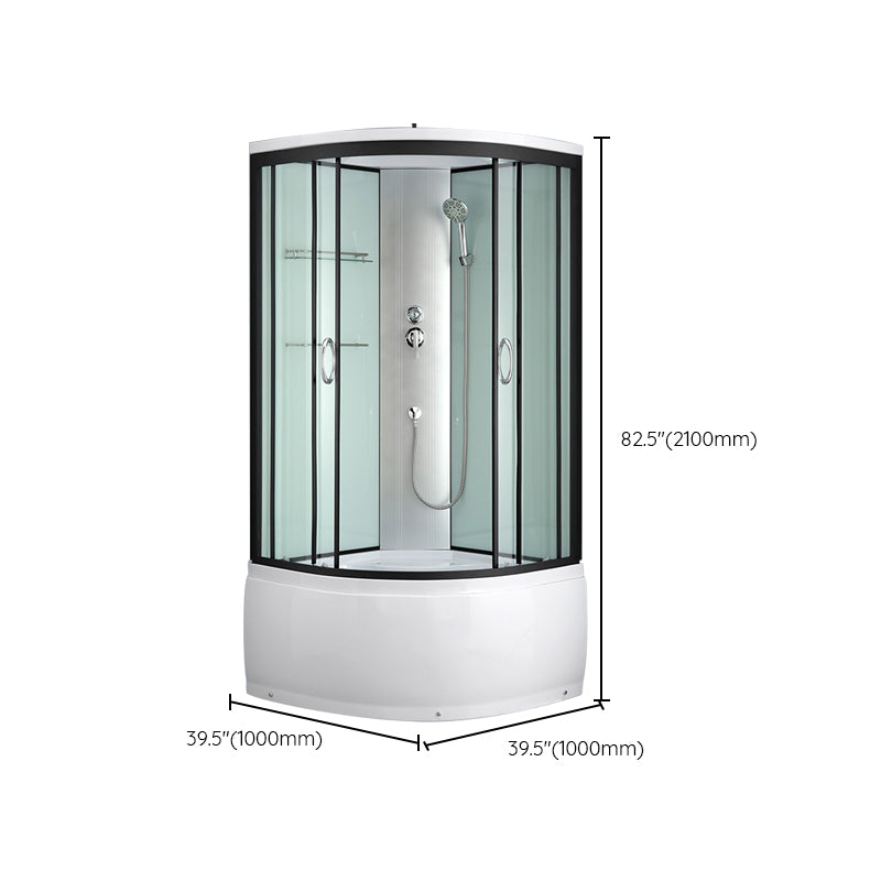 Framed Rounded Shower Stall with Shower Base Tempered Glass Shower Stall Clearhalo 'Bathroom Remodel & Bathroom Fixtures' 'Home Improvement' 'home_improvement' 'home_improvement_shower_stalls_enclosures' 'Shower Stalls & Enclosures' 'shower_stalls_enclosures' 'Showers & Bathtubs' 6627956
