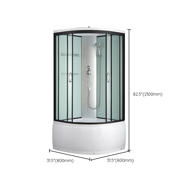 Framed Rounded Shower Stall with Shower Base Tempered Glass Shower Stall Clearhalo 'Bathroom Remodel & Bathroom Fixtures' 'Home Improvement' 'home_improvement' 'home_improvement_shower_stalls_enclosures' 'Shower Stalls & Enclosures' 'shower_stalls_enclosures' 'Showers & Bathtubs' 6627959