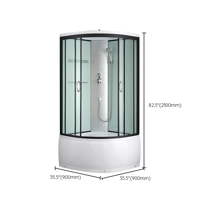Framed Rounded Shower Stall with Shower Base Tempered Glass Shower Stall Clearhalo 'Bathroom Remodel & Bathroom Fixtures' 'Home Improvement' 'home_improvement' 'home_improvement_shower_stalls_enclosures' 'Shower Stalls & Enclosures' 'shower_stalls_enclosures' 'Showers & Bathtubs' 6627962