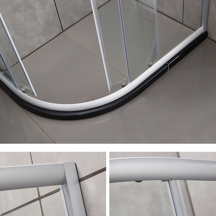 Rounded Matt Black Shower Enclosure Tempered Glass Corner Shower Enclosure Clearhalo 'Bathroom Remodel & Bathroom Fixtures' 'Home Improvement' 'home_improvement' 'home_improvement_shower_stalls_enclosures' 'Shower Stalls & Enclosures' 'shower_stalls_enclosures' 'Showers & Bathtubs' 6628044