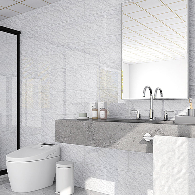 Single Tile Peel and Stick Backsplash Modern Style Bathroom Peel and Stick Backsplash Gray-White 50-Piece Set Clearhalo 'Flooring 'Home Improvement' 'home_improvement' 'home_improvement_peel_stick_blacksplash' 'Peel & Stick Backsplash Tile' 'peel_stick_blacksplash' 'Walls & Ceilings' Walls and Ceiling' 6628156