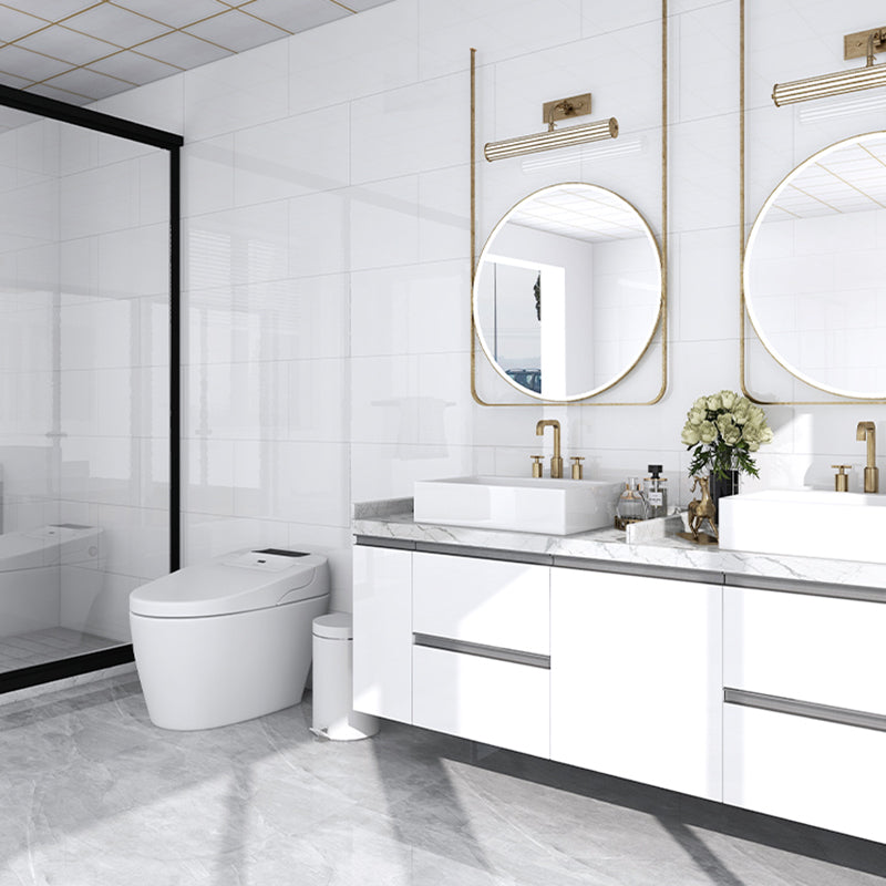 Single Tile Peel and Stick Backsplash Modern Style Bathroom Peel and Stick Backsplash Gloss White 50-Piece Set Clearhalo 'Flooring 'Home Improvement' 'home_improvement' 'home_improvement_peel_stick_blacksplash' 'Peel & Stick Backsplash Tile' 'peel_stick_blacksplash' 'Walls & Ceilings' Walls and Ceiling' 6628159