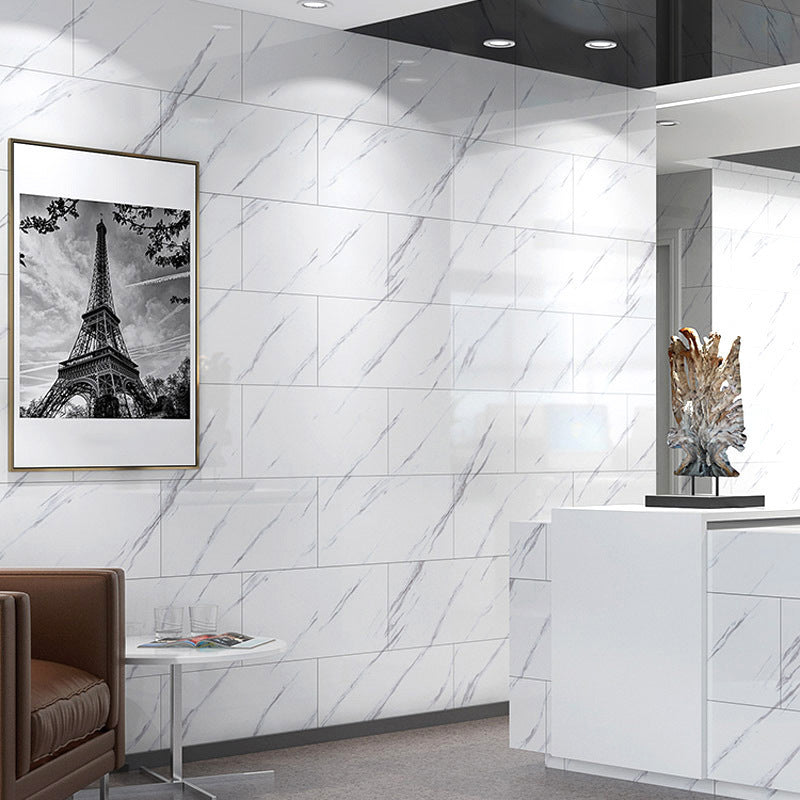 Wall Floor Tile Wallpaper Marble Pattern Waterproof Wall Tile White 23.6"L x 11.8"W 4-Piece Set Clearhalo 'Flooring 'Home Improvement' 'home_improvement' 'home_improvement_peel_stick_blacksplash' 'Peel & Stick Backsplash Tile' 'peel_stick_blacksplash' 'Walls & Ceilings' Walls and Ceiling' 6628215