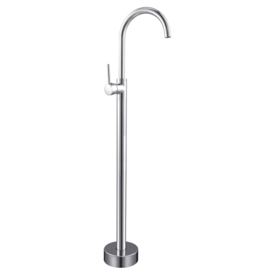 Traditional Floor Mounted Metal Freestanding Tub Filler Single Handle Freestanding Faucet Silver Hand Shower Not Included Clearhalo 'Bathroom Remodel & Bathroom Fixtures' 'Bathtub Faucets' 'bathtub_faucets' 'Home Improvement' 'home_improvement' 'home_improvement_bathtub_faucets' 6628673