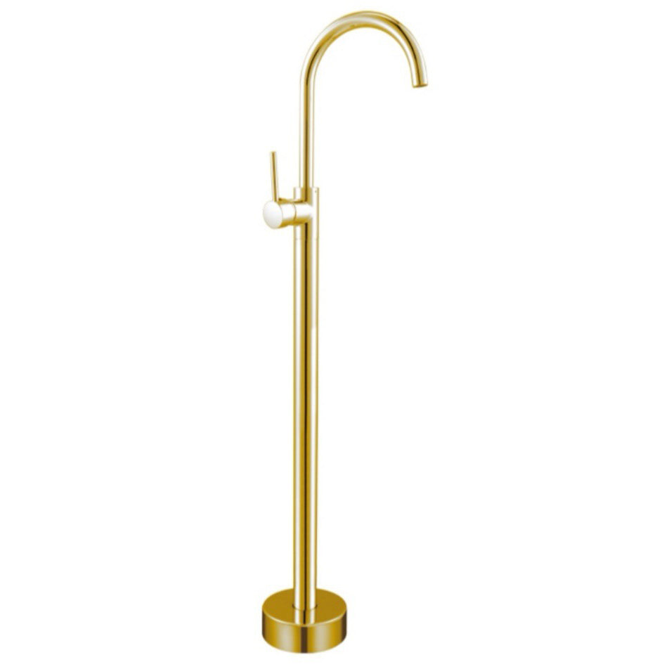 Traditional Floor Mounted Metal Freestanding Tub Filler Single Handle Freestanding Faucet Dark Gold Hand Shower Not Included Clearhalo 'Bathroom Remodel & Bathroom Fixtures' 'Bathtub Faucets' 'bathtub_faucets' 'Home Improvement' 'home_improvement' 'home_improvement_bathtub_faucets' 6628682
