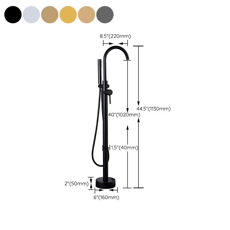Floor Mounted Freestanding Tub Filler Metal Freestanding Tub Filler Trim with Spray Gun Clearhalo 'Bathroom Remodel & Bathroom Fixtures' 'Bathtub Faucets' 'bathtub_faucets' 'Home Improvement' 'home_improvement' 'home_improvement_bathtub_faucets' 6628720