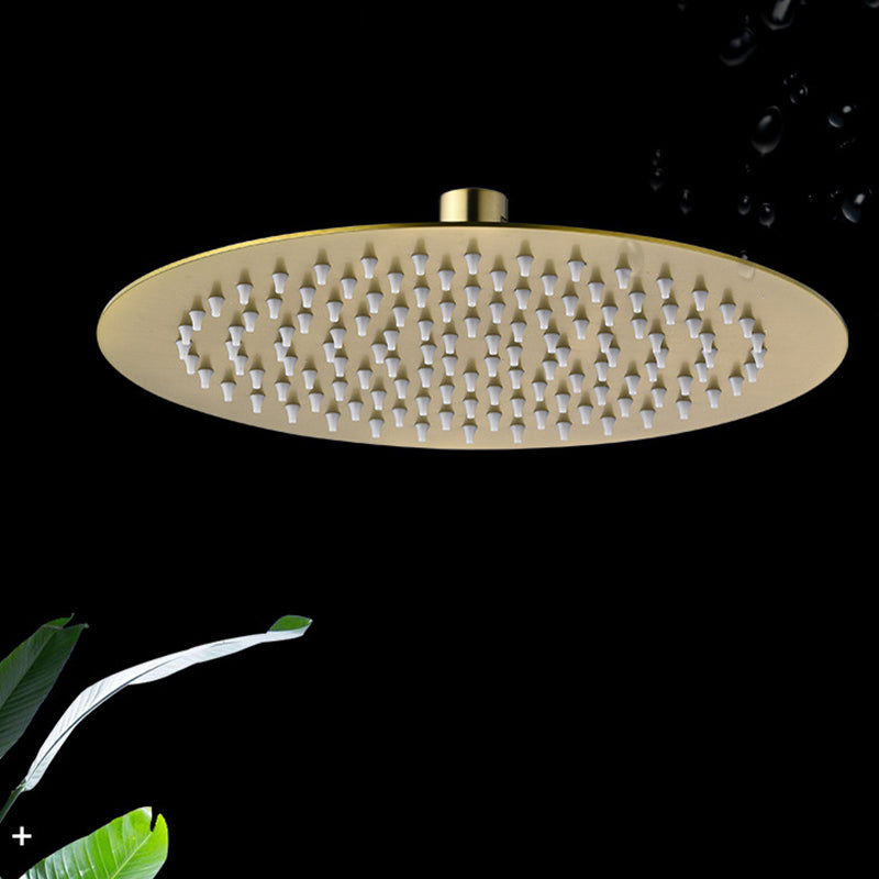 Polished Brass Round Fixed Shower Head Stainless Steel Wall-Mount Showerhead Clearhalo 'Bathroom Remodel & Bathroom Fixtures' 'Home Improvement' 'home_improvement' 'home_improvement_shower_heads' 'Shower Heads' 'shower_heads' 'Showers & Bathtubs Plumbing' 'Showers & Bathtubs' 6628865