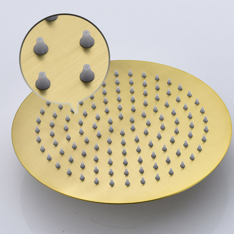 Polished Brass Round Fixed Shower Head Stainless Steel Wall-Mount Showerhead Clearhalo 'Bathroom Remodel & Bathroom Fixtures' 'Home Improvement' 'home_improvement' 'home_improvement_shower_heads' 'Shower Heads' 'shower_heads' 'Showers & Bathtubs Plumbing' 'Showers & Bathtubs' 6628868