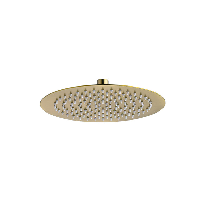 Polished Brass Round Fixed Shower Head Stainless Steel Wall-Mount Showerhead Clearhalo 'Bathroom Remodel & Bathroom Fixtures' 'Home Improvement' 'home_improvement' 'home_improvement_shower_heads' 'Shower Heads' 'shower_heads' 'Showers & Bathtubs Plumbing' 'Showers & Bathtubs' 6628870