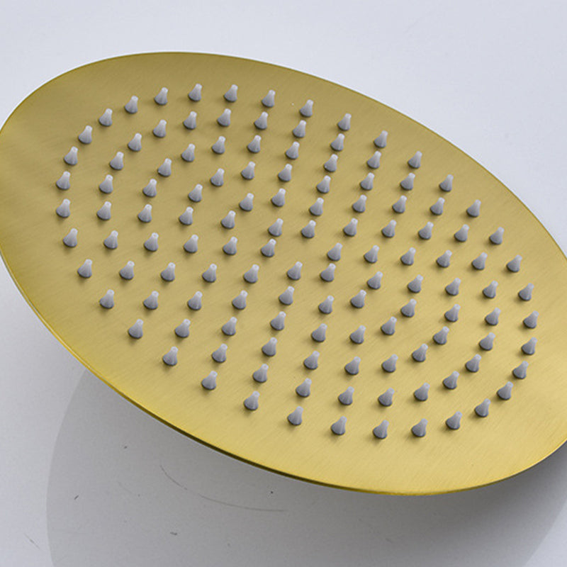 Polished Brass Round Fixed Shower Head Stainless Steel Wall-Mount Showerhead Clearhalo 'Bathroom Remodel & Bathroom Fixtures' 'Home Improvement' 'home_improvement' 'home_improvement_shower_heads' 'Shower Heads' 'shower_heads' 'Showers & Bathtubs Plumbing' 'Showers & Bathtubs' 6628872