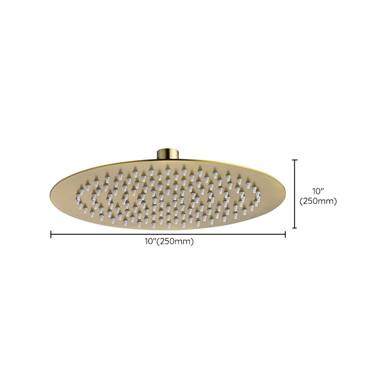 Polished Brass Round Fixed Shower Head Stainless Steel Wall-Mount Showerhead Clearhalo 'Bathroom Remodel & Bathroom Fixtures' 'Home Improvement' 'home_improvement' 'home_improvement_shower_heads' 'Shower Heads' 'shower_heads' 'Showers & Bathtubs Plumbing' 'Showers & Bathtubs' 6628874