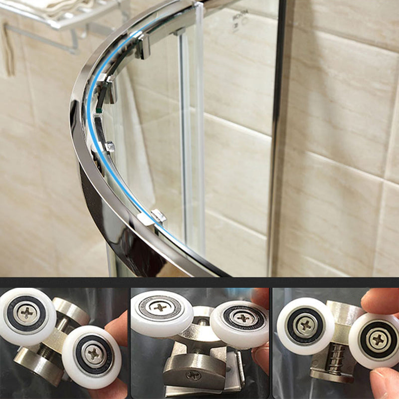 Rounded Tempered Glass Shower Enclosure with Shower Door Corner Shower Enclosure Clearhalo 'Bathroom Remodel & Bathroom Fixtures' 'Home Improvement' 'home_improvement' 'home_improvement_shower_stalls_enclosures' 'Shower Stalls & Enclosures' 'shower_stalls_enclosures' 'Showers & Bathtubs' 6630739