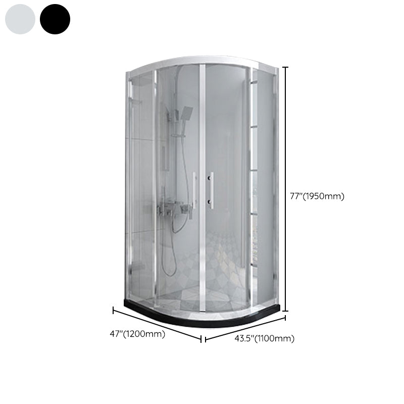 Rounded Tempered Glass Shower Enclosure with Shower Door Corner Shower Enclosure Clearhalo 'Bathroom Remodel & Bathroom Fixtures' 'Home Improvement' 'home_improvement' 'home_improvement_shower_stalls_enclosures' 'Shower Stalls & Enclosures' 'shower_stalls_enclosures' 'Showers & Bathtubs' 6630742