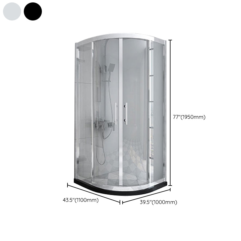 Rounded Tempered Glass Shower Enclosure with Shower Door Corner Shower Enclosure Clearhalo 'Bathroom Remodel & Bathroom Fixtures' 'Home Improvement' 'home_improvement' 'home_improvement_shower_stalls_enclosures' 'Shower Stalls & Enclosures' 'shower_stalls_enclosures' 'Showers & Bathtubs' 6630744