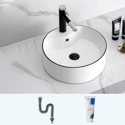 Modern Trough Bathroom Sink Round Trough Bathroom Sink with Basin 14.2"L x 14.2"W x 5.5"H Sink Clearhalo 'Bathroom Remodel & Bathroom Fixtures' 'Bathroom Sinks & Faucet Components' 'Bathroom Sinks' 'bathroom_sink' 'Home Improvement' 'home_improvement' 'home_improvement_bathroom_sink' 6630760