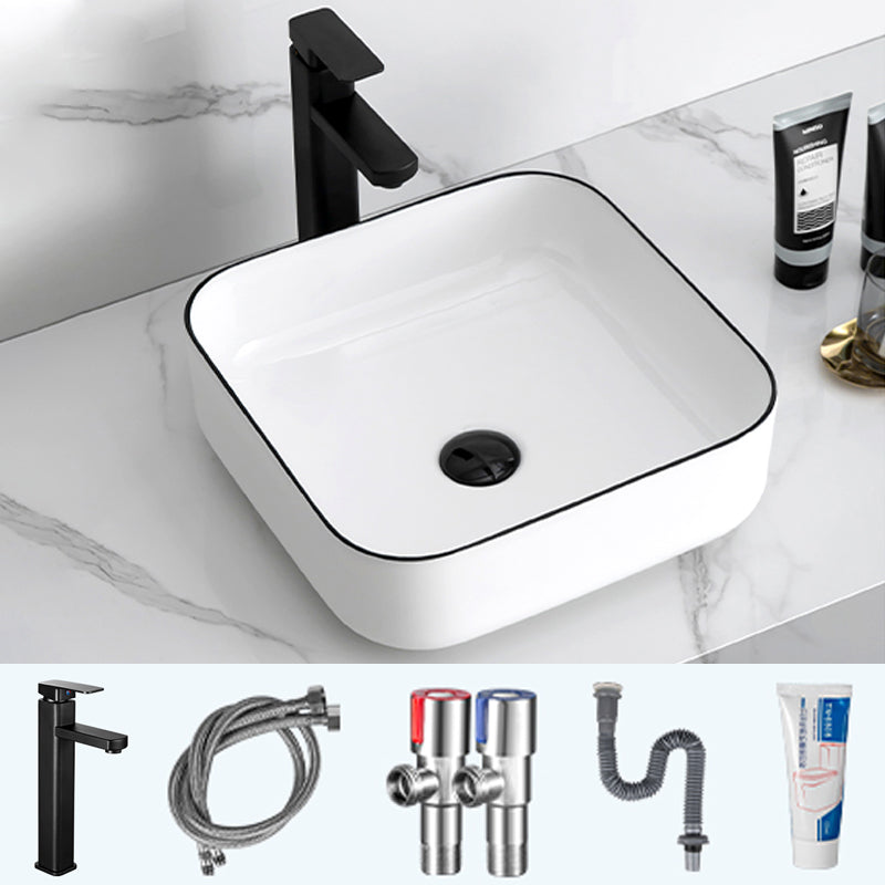 Modern Trough Bathroom Sink Round Trough Bathroom Sink with Basin 15.4"L x 15.4"W x 5.1"H Sink with Faucet Clearhalo 'Bathroom Remodel & Bathroom Fixtures' 'Bathroom Sinks & Faucet Components' 'Bathroom Sinks' 'bathroom_sink' 'Home Improvement' 'home_improvement' 'home_improvement_bathroom_sink' 6630779