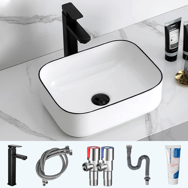 Modern Trough Bathroom Sink Round Trough Bathroom Sink with Basin 16"L x 12"W x 6"H Sink with Faucet Clearhalo 'Bathroom Remodel & Bathroom Fixtures' 'Bathroom Sinks & Faucet Components' 'Bathroom Sinks' 'bathroom_sink' 'Home Improvement' 'home_improvement' 'home_improvement_bathroom_sink' 6630781