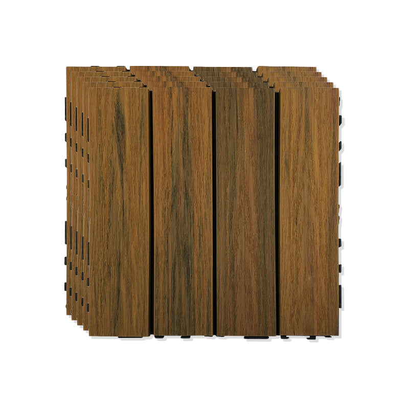 Outdoor Patio Decktile 11.8" x 11.8" Composite Decking Tiles Walnut Clearhalo 'Home Improvement' 'home_improvement' 'home_improvement_outdoor_deck_tiles_planks' 'Outdoor Deck Tiles & Planks' 'Outdoor Flooring & Tile' 'Outdoor Remodel' 'outdoor_deck_tiles_planks' 6631928