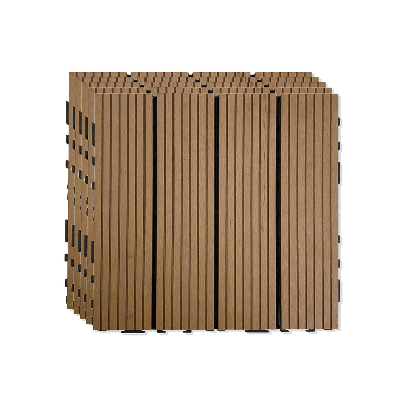 Outdoor Patio Decktile 11.8" x 11.8" Composite Decking Tiles Brown Clearhalo 'Home Improvement' 'home_improvement' 'home_improvement_outdoor_deck_tiles_planks' 'Outdoor Deck Tiles & Planks' 'Outdoor Flooring & Tile' 'Outdoor Remodel' 'outdoor_deck_tiles_planks' 6631930
